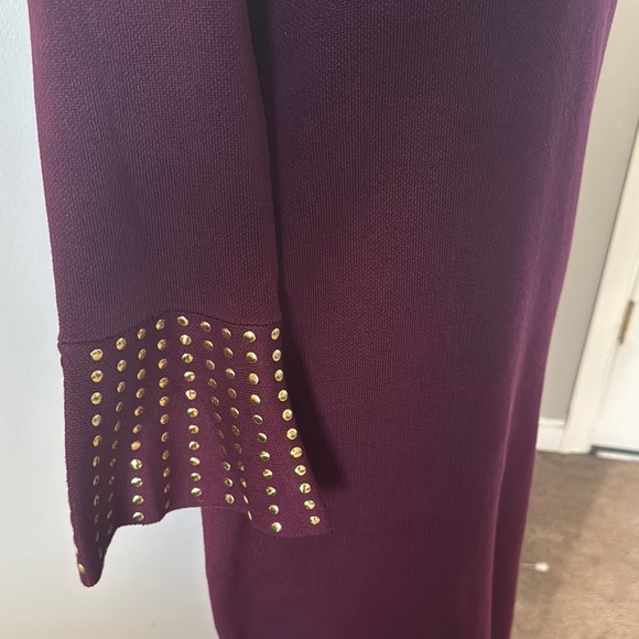 Elegant Burgundy Dress with Gold Accents - Picture 2 of 6